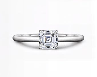 Asscher Cut Solitaire Lab-Grown Diamond Ring | 1.00ct IGI Certified | D–E Color / VVS1–2 Clarity | Silver, Gold, Platinum | Fuego Jewels