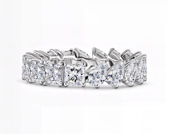 Pear & Princess Cut Lab-Grown Diamond Eternity Band | DE Color / VVS1–2 Clarity | 925 Silver, 10K 14K 18K Gold, Platinum | Fuego Jewels