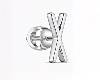 Custom Initial Stud Earring | Screw Back Stud | 925 Silver 10K 14K 18K Gold Platinum | Personalized Jewelry | Fuego Jewels