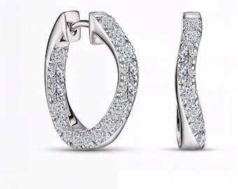 Lab-Grown Diamond Inside-Out Hoop Earrings | Pave Set Sparkle | DEF Color VVS1-2 Clarity | Custom Silver Gold Platinum | Fuego Jewels