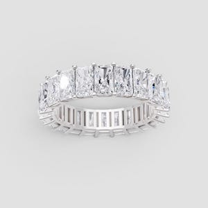 In het lab gekweekte diamant 5,50 CTW stralend geslepen trouwring, volledige eeuwigheid diamanten band, bruidsring, diamanten huwelijkscadeau, jubileumcadeau voor haar