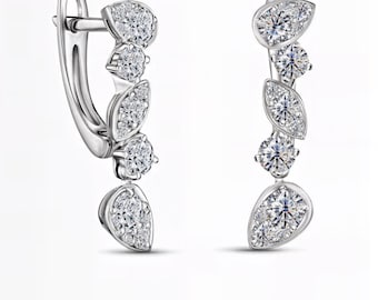 Lab-Grown Diamond Earrings Pear Marquise Round Cut DEF Color VVS Clarity Custom Silver Gold Platinum | Fuego Jewels