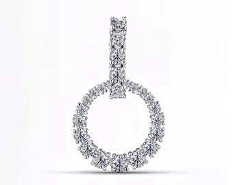 Hoop Pendant Lab Diamond – E-F Color / VS1-2 Clarity | Double Pavé Drop Design in Gold, Silver, or Platinum | Fuego Jewels
