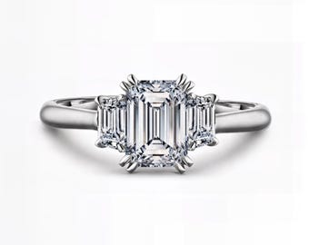 Emerald Cut 3-Stone Lab-Grown Diamond Ring | 1ct IGI Certified | D–E Color / VVS1–2 Clarity | Silver, Gold, Platinum | Fuego Jewels