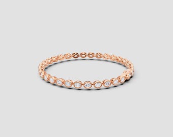 18K Oval Bezel Lab Diamond Tennis Bracelet | 5.0ct Total | E-F Color VS1-2 Clarity | Yellow, White, Rose Gold Options | Fuego Jewels
