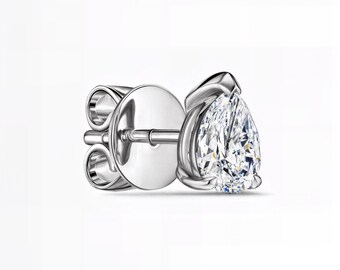 Nature-Inspired Pear Lab-Grown Diamond Stud Earrings | 1.00–4.00 Ct | E–F VS1–2 | 10K 14K 18K Gold | Screw Back | Fuego Jewels