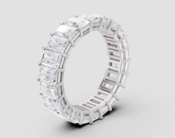 Radiant Cut Lab-Grown Diamond Eternity Band | DEF Color VVS1-2 Clarity | 925 Silver, 10K 14K, 18K, Platinum | White Gold Look | Fuego Jewels