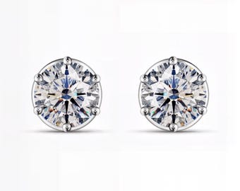 Round Lab-Grown Diamond Stud Earrings D–E Color / VVS1–2 Clarity | Silver, 10K 14K 18K Gold, Platinum | Fuego Jewels