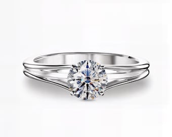 Elegant 1 Ct Round Solitaire Lab-Grown Diamond Ring – IGI Certified | F-G Color / VS1–2 Clarity | Silver, Gold, Platinum | Fuego Jewels