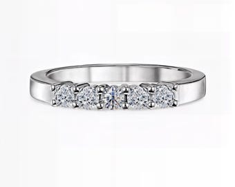 Five Stone Diamond Band | Classic Lab-Grown Diamond Ring | F-G Color / VS1-2 Clarity | Platinum, Gold, Silver | Fuego Jewels