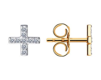 Cross Stud Earrings Lab Diamond Minimalist Dainty Earrings | Ethical Sparkle Gift for Her | Everyday Jewelry | Fuego Jewels
