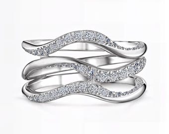 Multi-Band Wave Lab-Grown Diamond Ring | Modern Statement Design | D–E Color / VVS1–2 Clarity | Silver, Gold, Platinum | Fuego Jewels