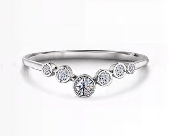 Minimalist Lab-Grown Diamond Bezel Ring | D–E Color / VVS1–2 Clarity | Stackable Dainty Ring | Silver Gold Platinum | Fuego Jewels