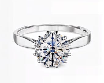 2 Carat Round Solitaire Lab-Grown Diamond Ring | IGI Certified | F-G Color / VS1–2 Clarity | Silver, Gold, Platinum | Fuego Jewels