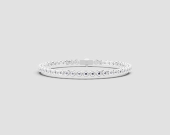925 Sterling Silver Round Bezel Tennis Bracelet | 3.5ct Total Moissanite | DEF Color VVS1-2 Clarity | Fuego Jewels