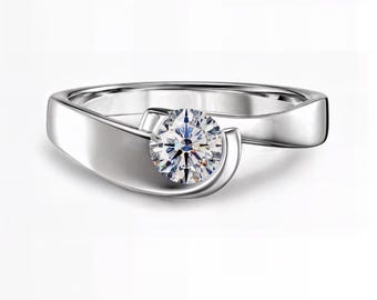 Twist Solitaire Lab-Grown Diamond Ring | D–E Color / VVS1–2 Clarity | Silver, Gold, Platinum | Fuego Jewels