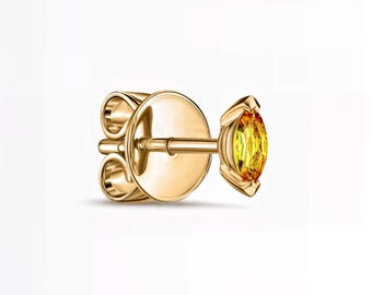 Nature-Inspired Marquise Yellow Sapphire Stud Earrings | 1.00–4.00 Ct | 10K 14K 18K Yellow Gold | Screw Back | Fuego Jewels