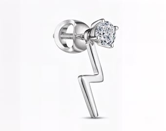 Lightning Bolt Lab-Grown Diamond Stud Earring | Bold Statement Jewelry | Custom Silver, Gold & Platinum | Fuego Jewels