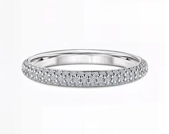 Triple Row Pavé Lab-Grown Diamond Band | E-F Color / VS1–2 Clarity | Sparkling Eternity Ring in Silver, Gold & Platinum | Fuego Jewels