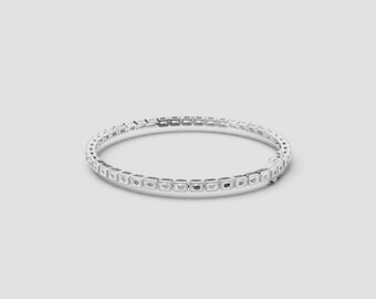 925 Silver East West Emerald Bezel Moissanite Bracelet | 6.0ct Total | DEF Color VVS1-2 Clarity | Fuego Jewels
