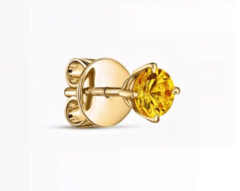 Nature-Inspired Round Yellow Sapphire Stud Earrings | 1.00–4.00 Ct | 10K 14K 18K Yellow Gold | Screw Back | Fuego Jewels