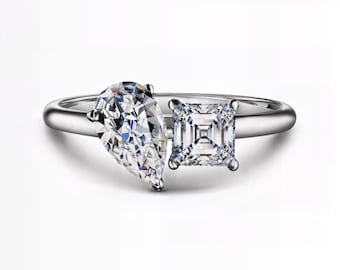 Pear & Princess Lab-Grown Diamond Ring | 1ct Pear IGI Certified | E–F Color / VS1–2 Clarity | Gold, Silver, Platinum | Fuego Jewels