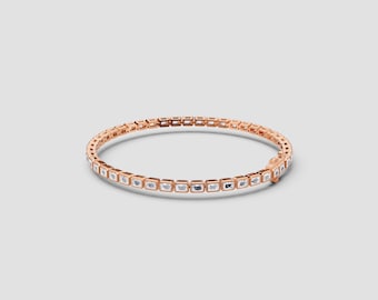 18K East West Emerald Bezel Lab Diamond Tennis Bracelet | 6.0ct Total | E-F Color VS1-2 Clarity | Yellow, White, Rose Gold | Fuego Jewels