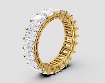 Radiant Cut Lab-Grown Diamond Eternity Band | DEF Color VVS1-2 Clarity | 925 Silver, 10K 14K, 18K, Platinum |Yellow Gold Look | Fuego Jewels