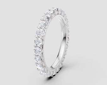 Round Cut Moissanite Band | 4-Prong Setting | DEF Color VVS1-2 Clarity | Silver, 10K, 14K, 18K, Platinum | White Gold Style | Fuego Jewels