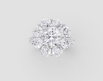 Floral Cluster Lab-Grown Diamond Ring | 1ct Round IGI Certified | DEF Color / VVS1–2 Clarity | White Gold Statement Ring | Fuego Jewels