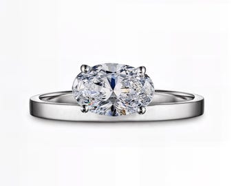 Oval Solitaire Lab-Grown Diamond Ring | 1.00 Ct IGI Certified | E-F Color / VS1-2 Clarity | Silver, Gold, Platinum | Fuego Jewels
