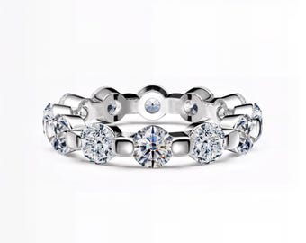 Modern Bezel Lab Diamond Eternity Band | Round Cut | F-G Color / VS1–2 Clarity | Silver, Gold & Platinum | Fuego Jewels