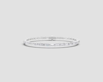 925 Sterling Silver East West Baguette Moissanite Bracelet | 6ct Total | DEF Color VVS1-2 Clarity | Fuego Jewels