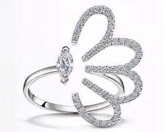 Nature-Inspired Marquise Lab-Grown Diamond Butterfly Ring | E–F Color / VS1–2 Clarity | 14K 18K Platinum | Fuego Jewels
