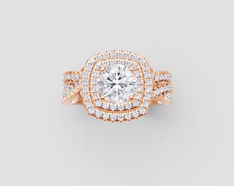 Bold Cluster Lab-Grown Diamond Ring | 1ct IGI DEF VVS1–2 | Rose Gold Split Band Statement | Fuego Jewels