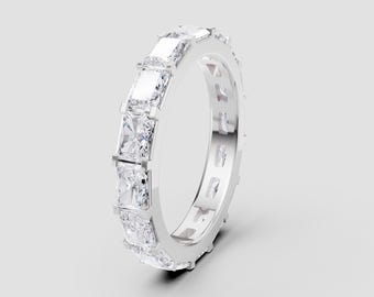 Radiant Cut Lab-Grown Diamond Eternity Band | DEF Color VVS1-2 Clarity | 925 Silver, 10K, 14K, 18K, Platinum |White Gold Look | Fuego Jewels