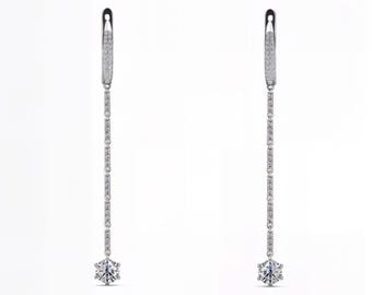 Long Dangle Lab-Grown Diamond Earrings | DEF Color / VVS1-2 Clarity | 925 Silver & Solid Gold Options | Fuego Jewels