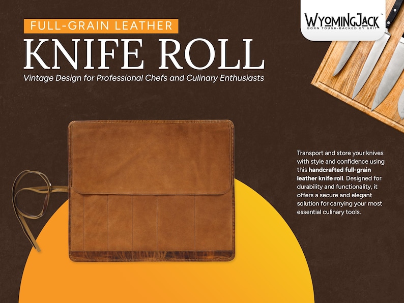 Personalized Leather Knife Roll: Chef Knife Travel & Storage Bag image 9
