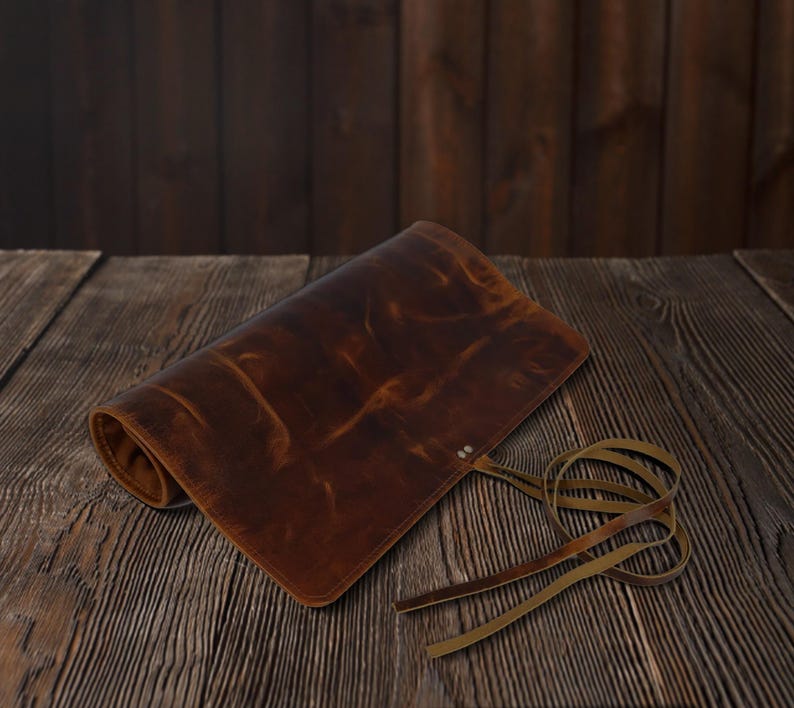 Personalized Leather Knife Roll: Chef Knife Travel & Storage Bag image 2