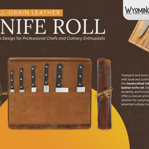Personalized Leather Knife Roll: Chef Knife Travel & Storage Bag image 7