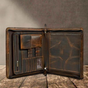 Personalized Full Grain Leather Padfolio – A4 Executive Organizer