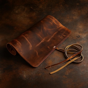 Personalized Leather Knife Roll: Chef Knife Travel & Storage Bag