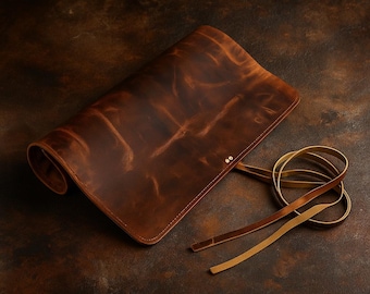 Personalized Leather Knife Roll: Chef Knife Travel & Storage Bag