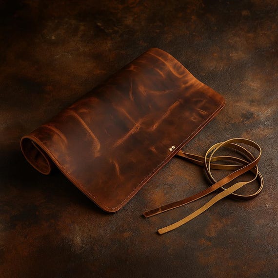 Personalized Leather Knife Roll: Chef Knife Travel & Storage Bag