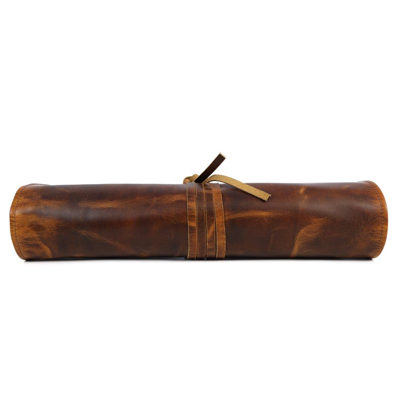 Personalized Leather Knife Roll: Chef Knife Travel & Storage Bag image 3