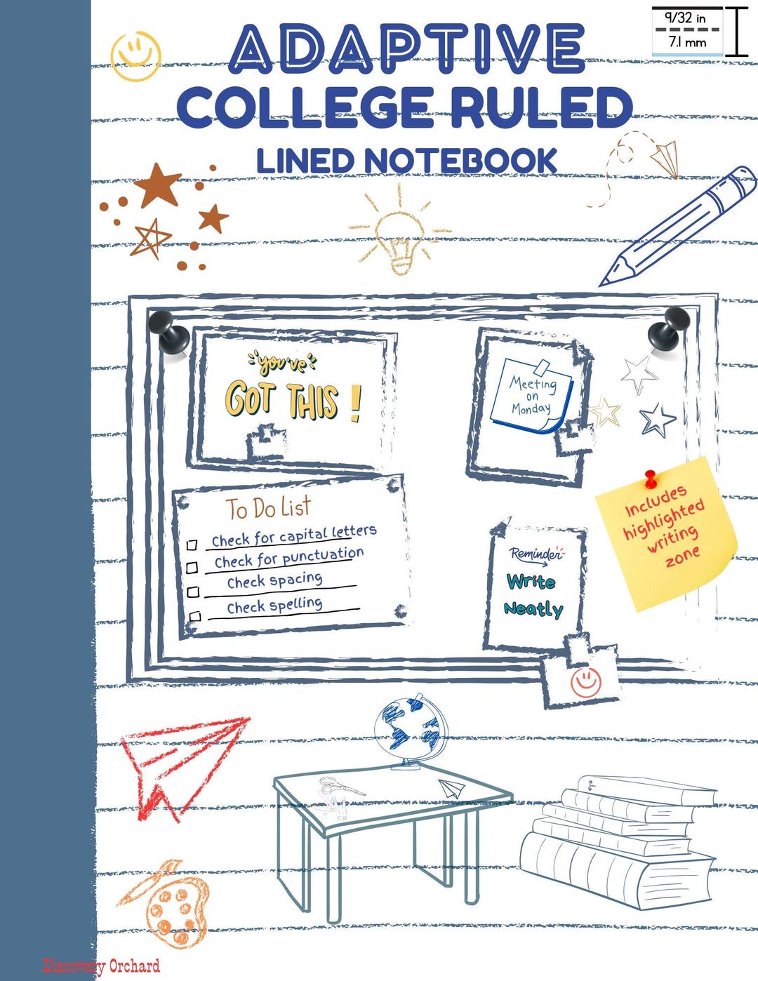 Adaptive College-ruled Line Paper Notebook With Yellow Writing Zone and ...
