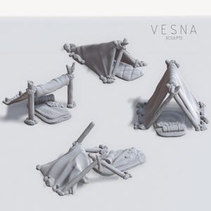 Adventurer Camp, Vesna Sculpts, 28mm & 32mm Scale TTRPG Miniatures