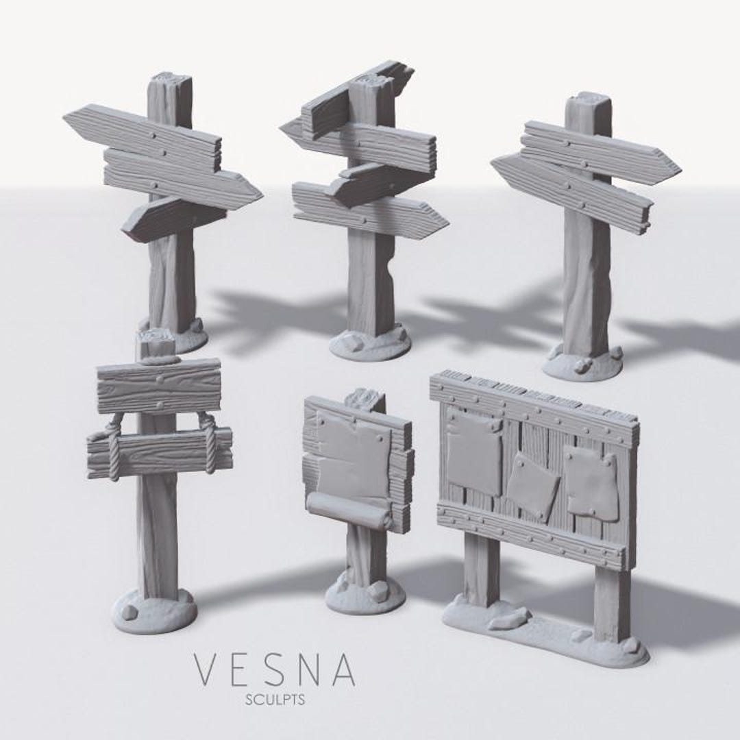 Quest Boards and Road Signs, Vesna Sculpts, 28mm & 32mm Scale TTRPG ...