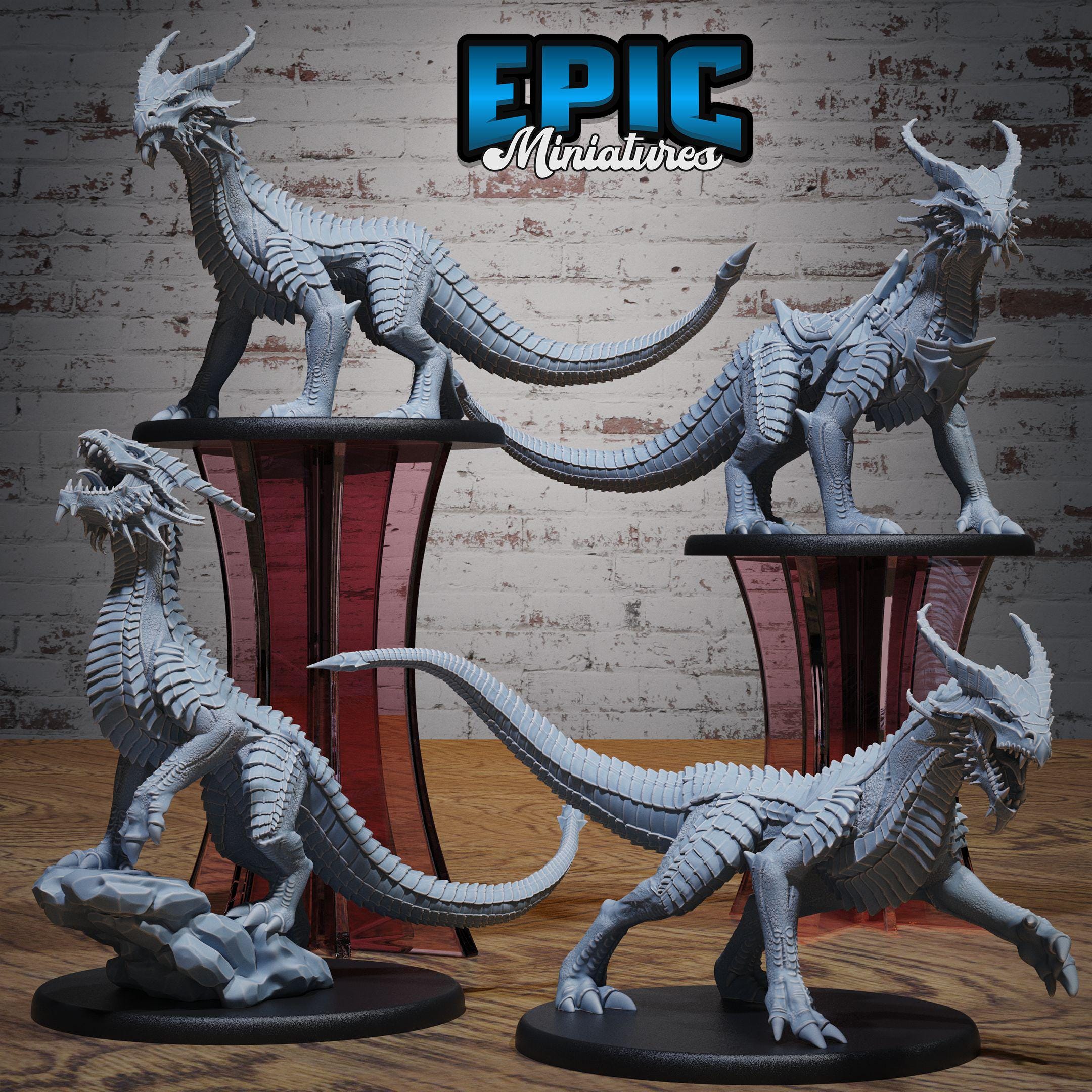 Copper Guard Drakes (Large), Epic Miniatures, 28mm & 32mm Scale TTRPG Miniatures