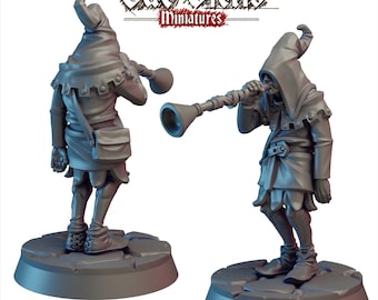 Sad Trumpeter / Depressed Horn Blower / Slouching Tooter, Vae Victis, 28mm & 32mm Scale TTRPG Miniatures